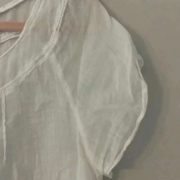 Zara White Relaxed Fit Flutter Sleeve Blouse - Picture 4 of 5